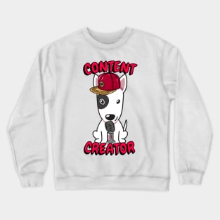 Cute bull terrier dog is a content creator Crewneck Sweatshirt